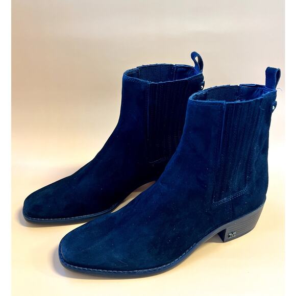 Sam Edelman Women's Ankle Booties Boots Heeled Black Suede Size 8 - Picture 1 of 5